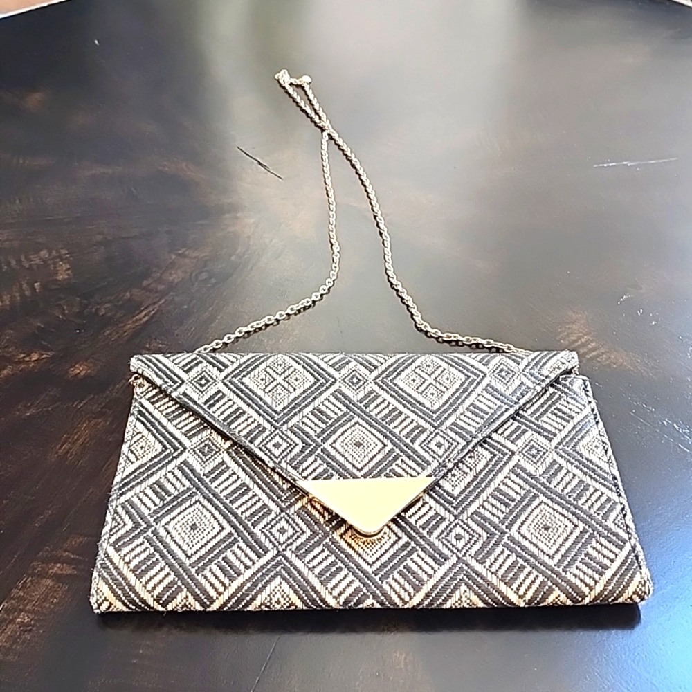 New Red Saks Fifth Avenue Clutch/Crossbody  Gold Chain Bag